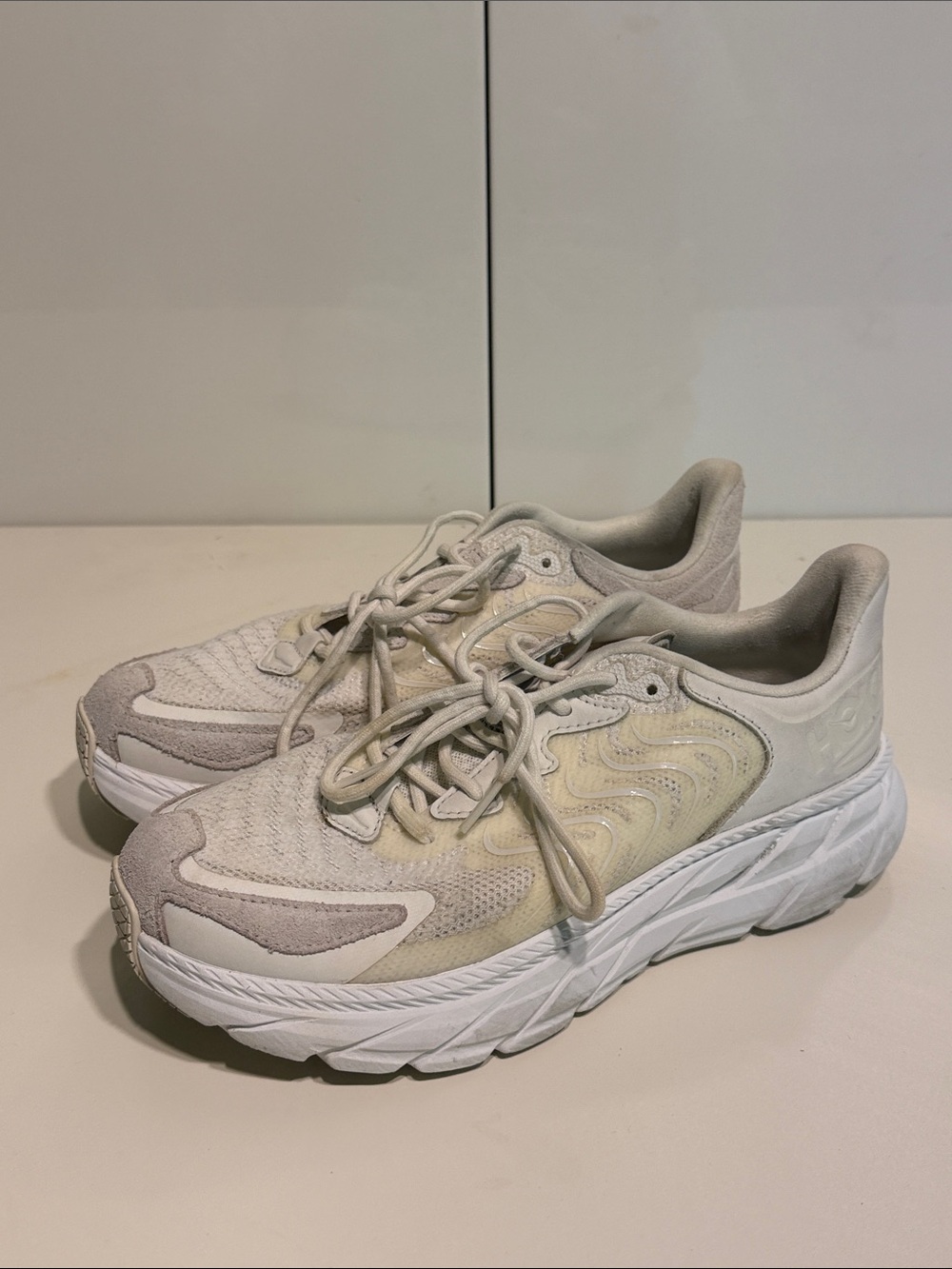 Gently used Hoka Women's Sneakers in White and Beige sz 8.5